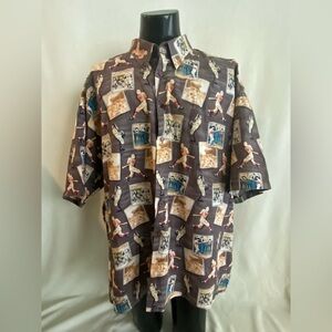 Saturday Evening Post Shirt Men’s 3XL Short Sleeve Nostalgia Baseball Print VTG